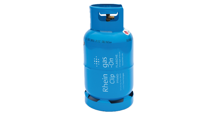 Blaue 11 kg Clip-On Treibgas-Flasche für Gas-Stapler von Rheingas.
