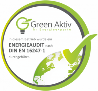 Rundes Green Aktiv Zertifikat zum Energieaudit von Rheingas.