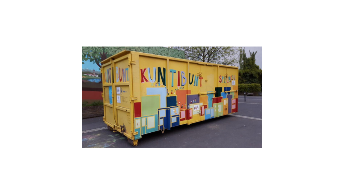 Der Kuntibunt Container des Kinderschutzbunds Brühl.