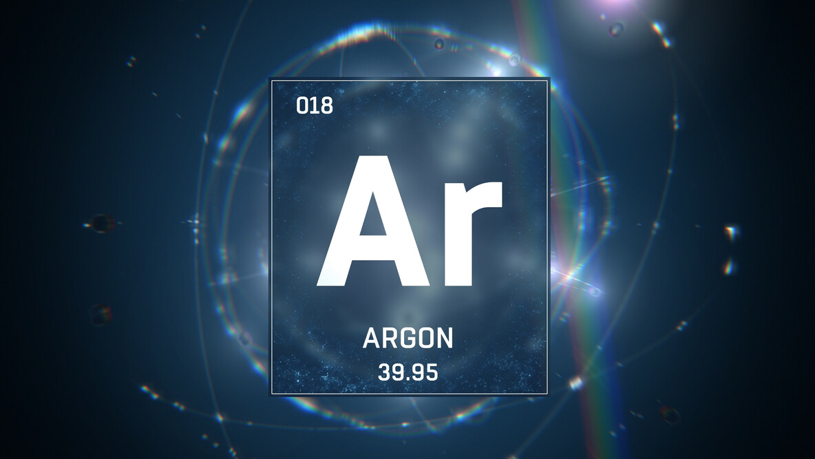 Das Edelgas Argon im Periodensystem.