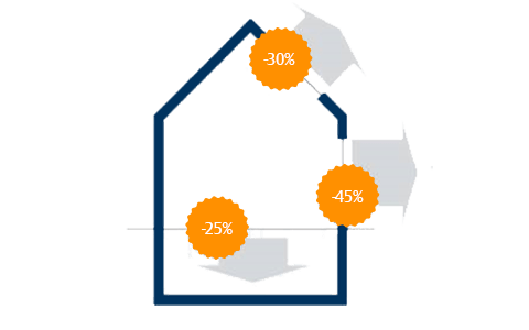 Infografik zeigt den Wärmeverlust in einem Haus.